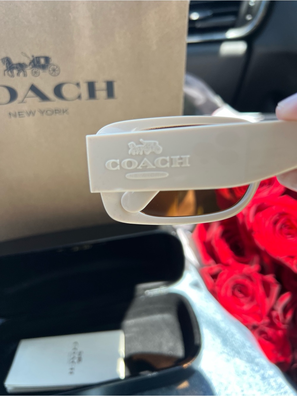 Coach White Frame Brown Lens Sunglasses - Picture 3 of 6